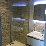 amenagement garage studio salle d'eau douche meuble vasque miroir éclairage LED Saint-Loubès