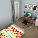 Transformation d’un T2 en T3 à Pau : plan 3D d'une chambre