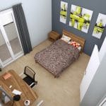 Transformation d’un T2 en T3 à Pau : plan 3 D d'une chambre