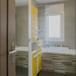 rénovation salle de bain baignoire paroi en verre carrelage gris foncé faïence Houilles