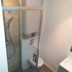 rénovation appartement salle d'eau chauffe-eau plat douche paroi verre faïence Lille