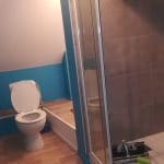 rénovation d'une salle de bain à Marcq-en-Baroeul : douche et wc, parquet neuf.