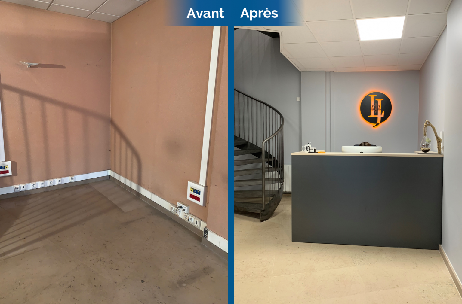 Avant/après d’une rénovation de local commercial à Saint-Etienne (42)