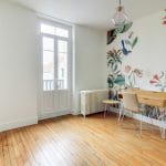 rénovation surélévation maison bureau peinture papier peint nature floral parquet Dijon