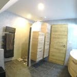 rénovation salle de bain carrelage faïence douche à l'italienne placard colonne bois cloison sèche-serviettes Kochersberg