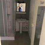 rénovation salle de bain avant travaux cabine de douche lavabo colonne La Roche-sur-Yon