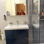rénovation salle d'eau meuble vasque tiroir douche paroi verre miroir placard Saint-Etienne