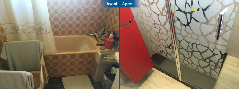 Avant/après d’une rénovation de salle de bain et de WC à Saint-Avé (56)