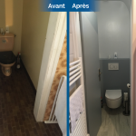 rénovation salle de bain toilettes peinture WC suspendu Saint-Avé