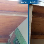 rénovation maison reprise lambris en bois de pin application lasure Pibrac