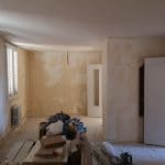 rénovation d'un appartement près de Lyon en vue d'une location : salon en cours de travaux