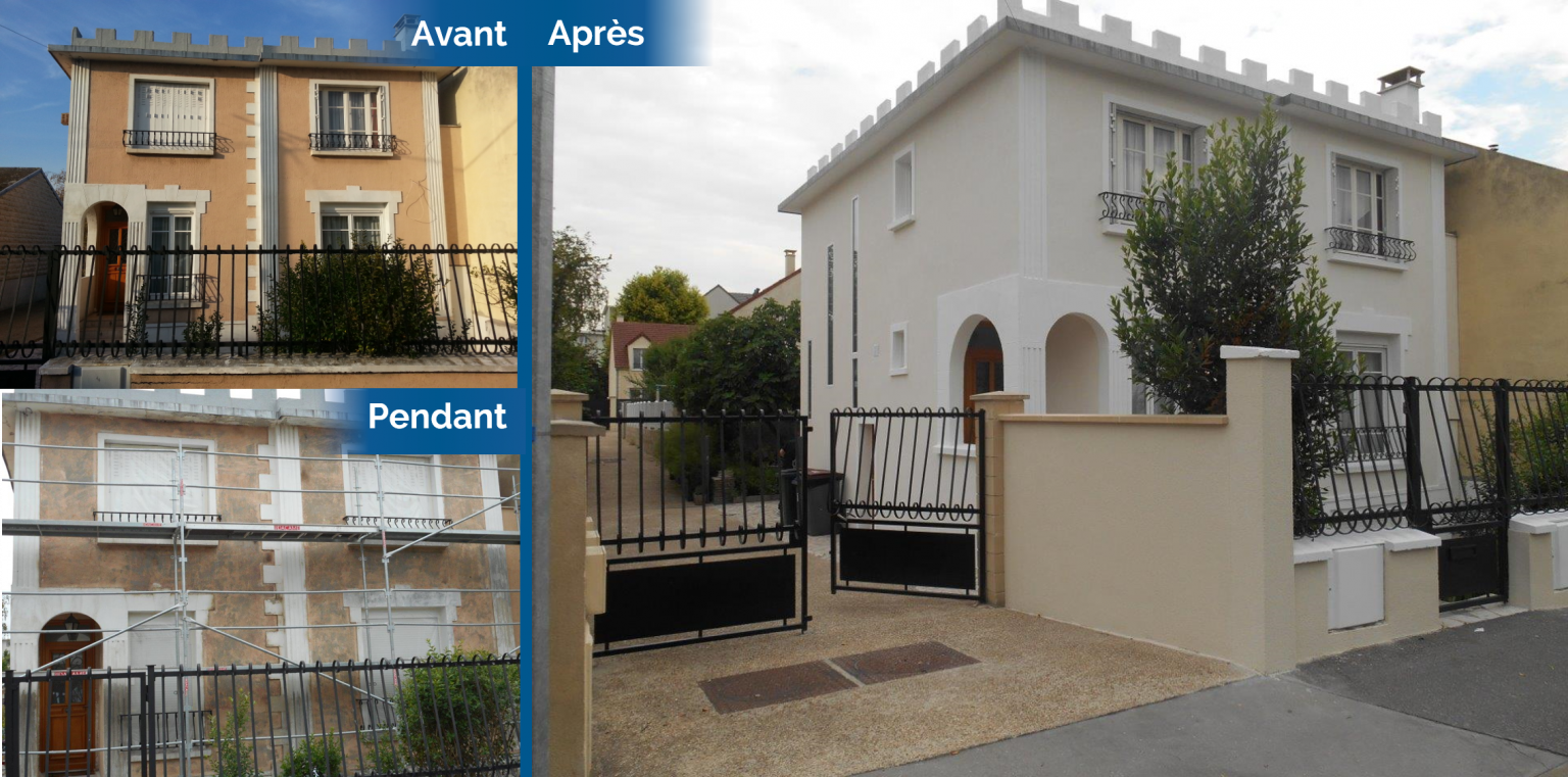 Travaux de ravalement de façade pour une maison à Bezons (95)