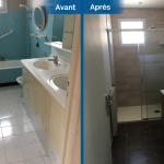 rénovation maison salle d'eau douche à l'italienne receveur extra plat paroi douche meuble vasque miroir faïence Toulouse