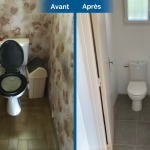 rénovation maison WC toilettes fenêtre carrelage Arradon