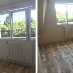 rénovation maison chambre sol PVC bois fenêtre menuiserie peinture Arradon