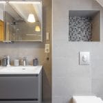 rénovation salle de bain meuble vasque suspendu miroir éclairé faïence murale WC Wolfisheim
