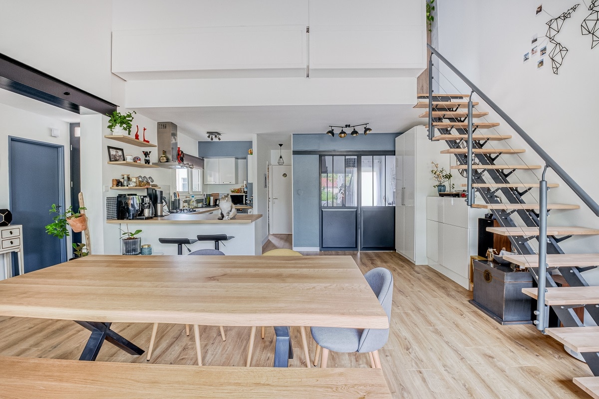 Salle à manger et cuisine - Rénovation de maison à Saint Jean