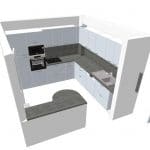 Plan 3D de la cuisine - rénovation d'un rez-de-chaussée dans une maison à Ballan-Miré près de Tours