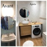 Avant / Après - espace vasque - rénovation d'un appartement à Grenoble