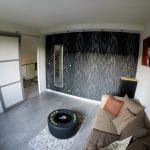 Chambre avec porte à galandage - Rénovation complète d'une maison à Etiolles