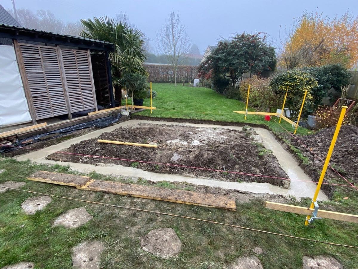 Fondations - extension d'une extension maison en bois à Arques