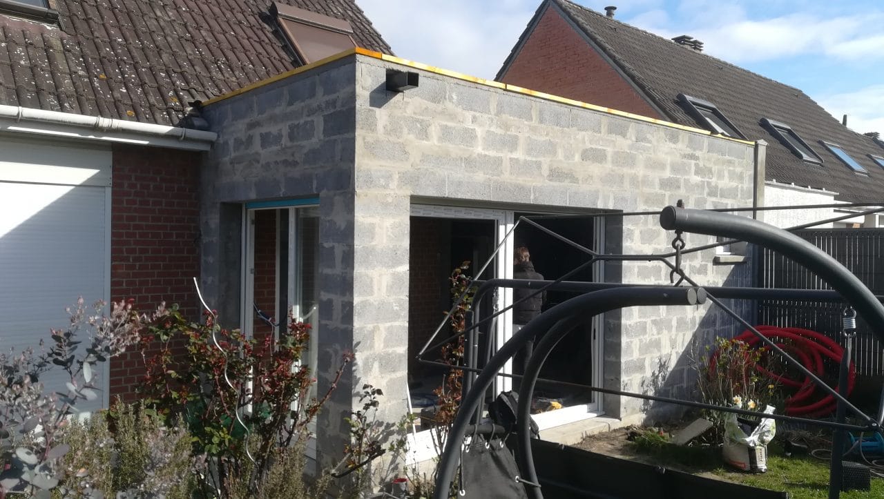 extension maison Marquette-lez-Lille - en cours de travaux - extérieur