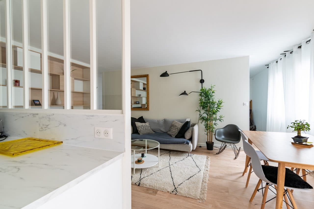 rénovation d'un appartement à Toulouse - séjour avec verrière