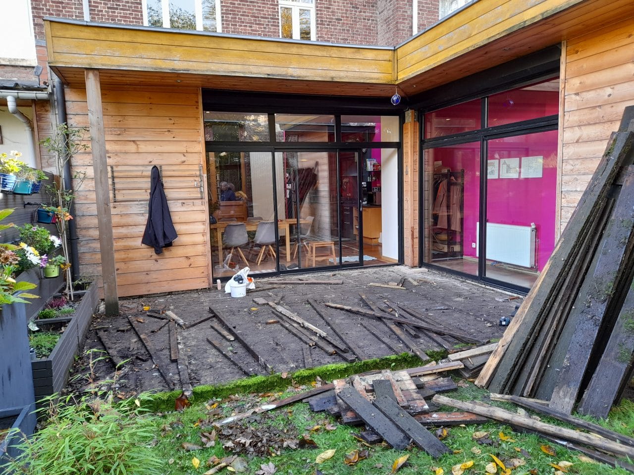 rénovation d'une terrasse à Lille - pendant travaux de rénovation