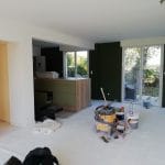 rénovation partielle d'une maison à Vitré - cuisine et pièce de vie pendant travaux de rénovation