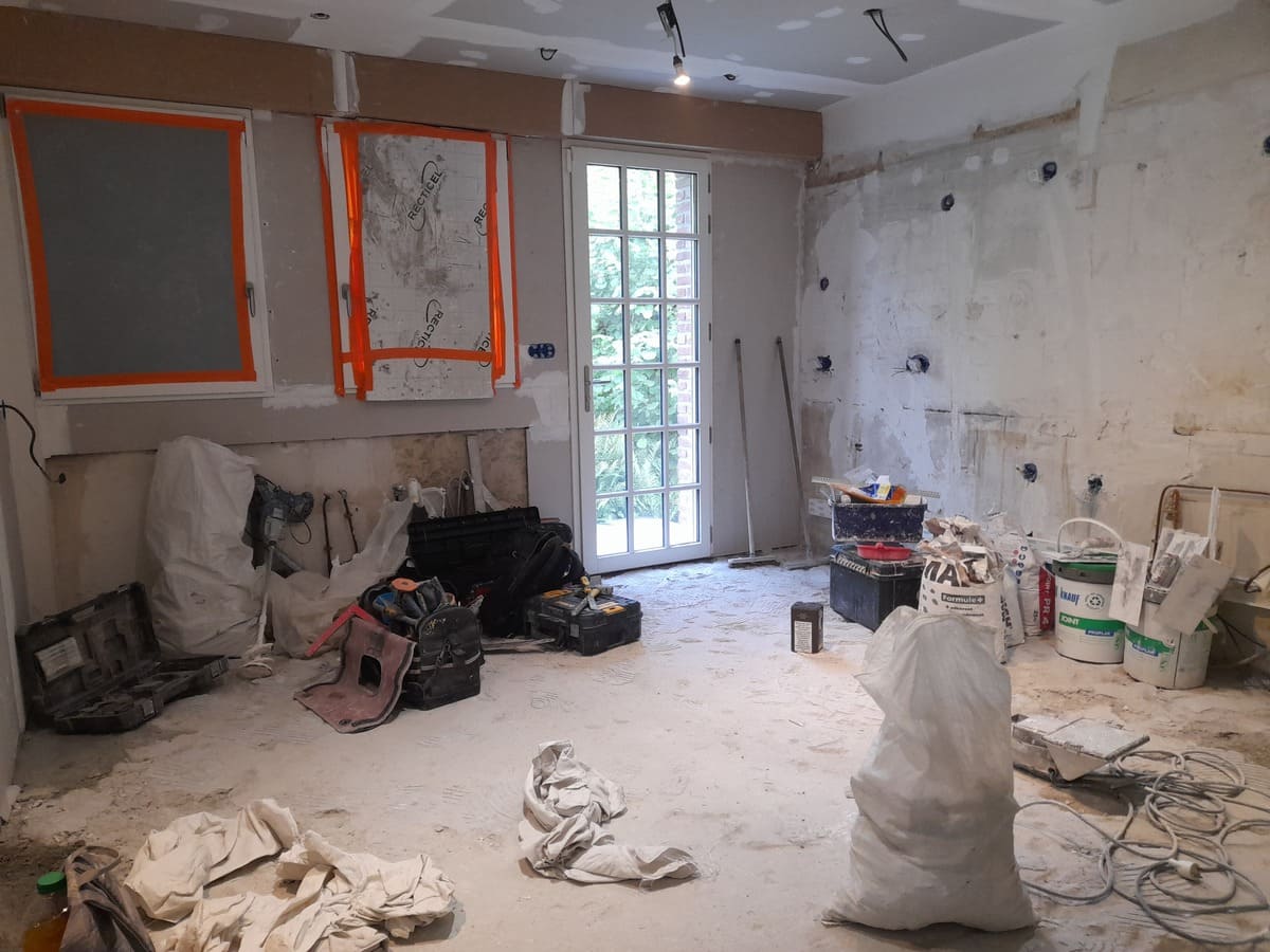 Cuisine en cours de travaux - rénovation d’une maison à Marcq-en-Baroeul