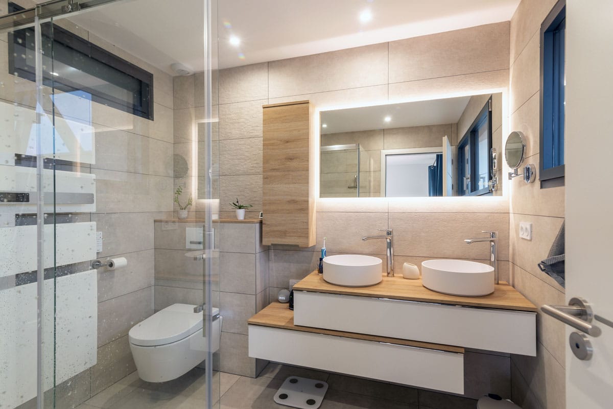 Rénovation complète maison Toulouse - salle de bain moderne deux vasques