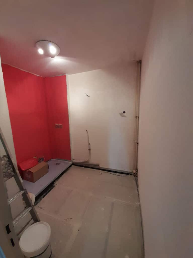Rénovation complète d’une salle de bain à Lambersart - mur fissuré