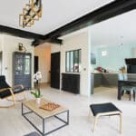 Salon avec verrière cuisine - Aménagement d'une maison à Lagny-sur-Marne