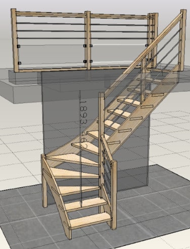 Rénovation escalier Voiron - projet 3D