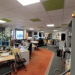 Rénovation de bureau à Cholet (49) - faux plafond entièrement refait à neuf pour cet open-space